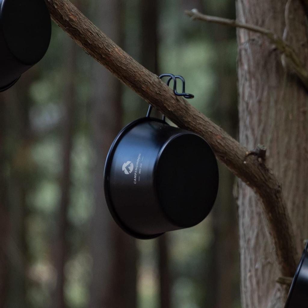 CAMPING MOON Кемпинговая кружка Sierra из нержавеющей стали, черная, насыщенного черного цвета, набор из 4 предметов, BKS-360-4P