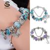 Women Charm Bracelet Crystal Beads Bangles Butterfly Pendant Bracelets Gifts