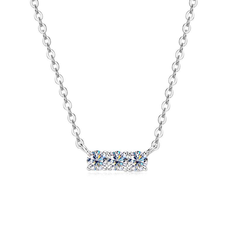 Silvere Glam Новое простое колье с муассанитом Женская мода Xiaohongshu Подвеска из стерлингового серебра 925 пробы Цепочка для ключиц в стиле Ins