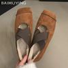 Suede Square Toe Ballet Dance Shoes Short Plush Shallow Flats Casual Cotton Shoes 2025 Trend Walking Soft Winter Lady Zapatillas