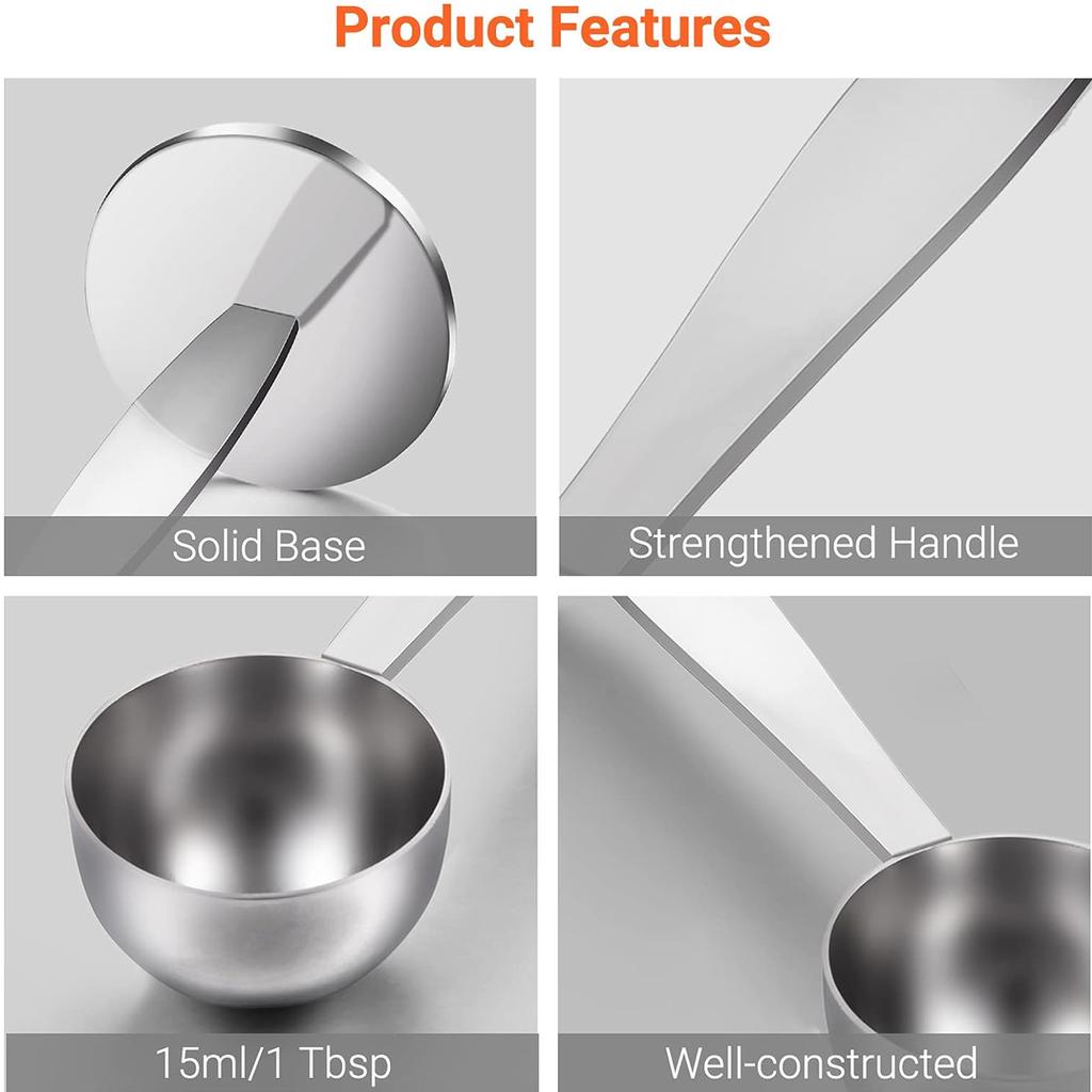 Leeseph 2-в-1 совок для кофе из нержавеющей стали, молоток для трамбовки, кофейная ложка двойного назначения, молоток для измерения и трамбовки