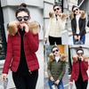 Women Winter Warm Faux Hooded Short Slim Cotton-padded Jackets Coat