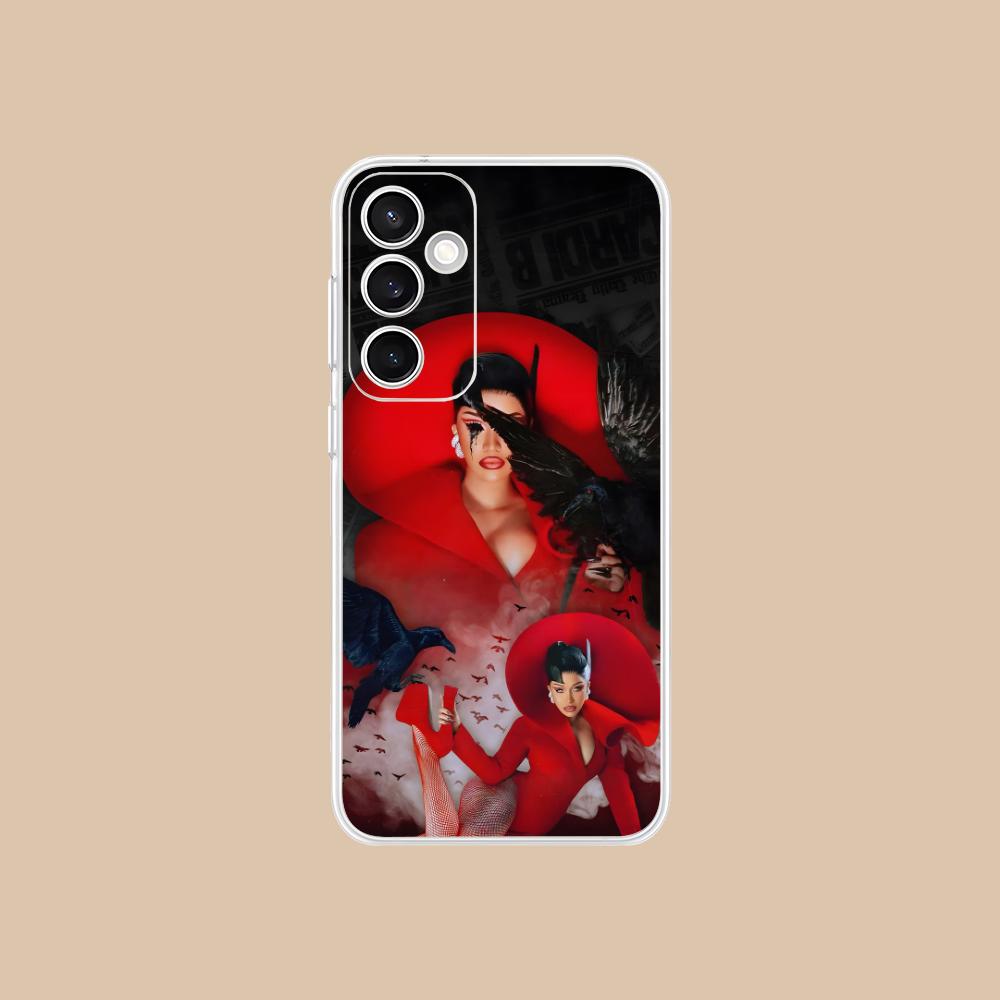 Прозрачный чехол для мобильного телефона Cardi B для Samsung Galaxy S25 S24 S23 S22 S21Plus FE Ultra Цветная обложка