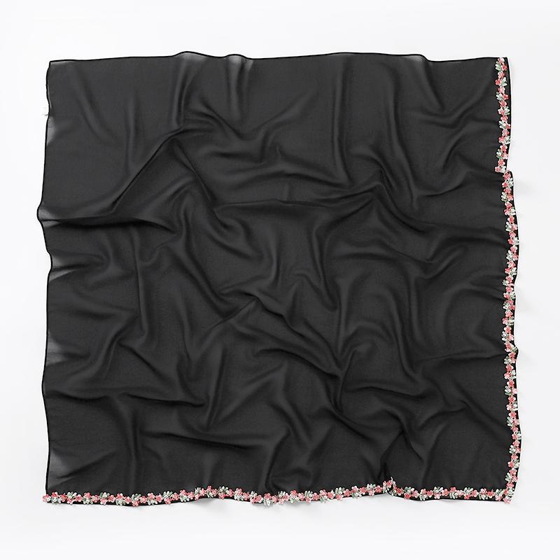 1 шт. головной убор, цветочная шаль, кружево, бисер, модный искусственный жемчуг, женский головной убор, мусульманский хиджаб, квадратный шарф, шифоновый тюрбан