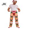 Funny Patterned Lounge Pants Men Christmas Pajama Pants, Illusion Print Holiday Loungewear Bottoms, Elastic Cheeky Gift for Boyfriend Waistband