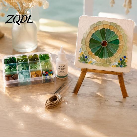 Handmade Decorative Ornaments DIY Mosaic Art Kit, Fantasy Circular Door Tile Craft Thoughtful Holiday Gift Sets Sea Glass Kit for Adults Beginners,