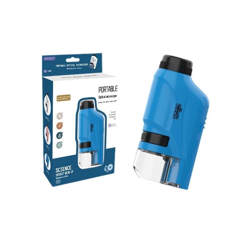 Small Pocket Microscope Handheld Microscope Kit Battery Powered Microscope With Lab Led Light 60X-120X Biological Kids Science