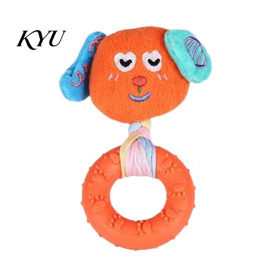 Boredom Buster Toys for Home Squeaky Dog Chew Toy, Rubber Ring with Stuffed Puppy, Safe TPR Material Pet Supplies Interactive Fetch Tug Toy Aggressive