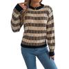 Women's Round Neck Vintage Striped  Long Sleeve Pullover Sweater