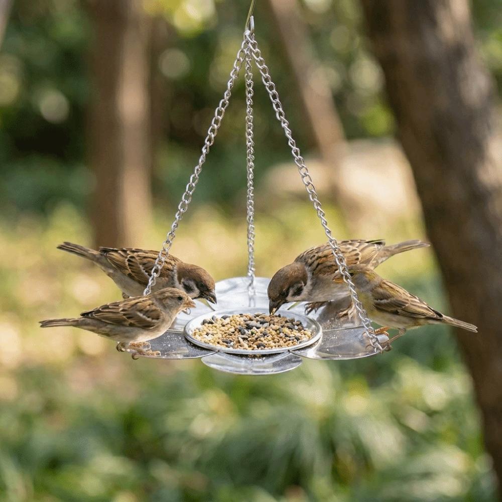 Metal Tray Hanging Bird Feeder Large Capacity Bird Bath Parrot Feeding Station Garden Decoration