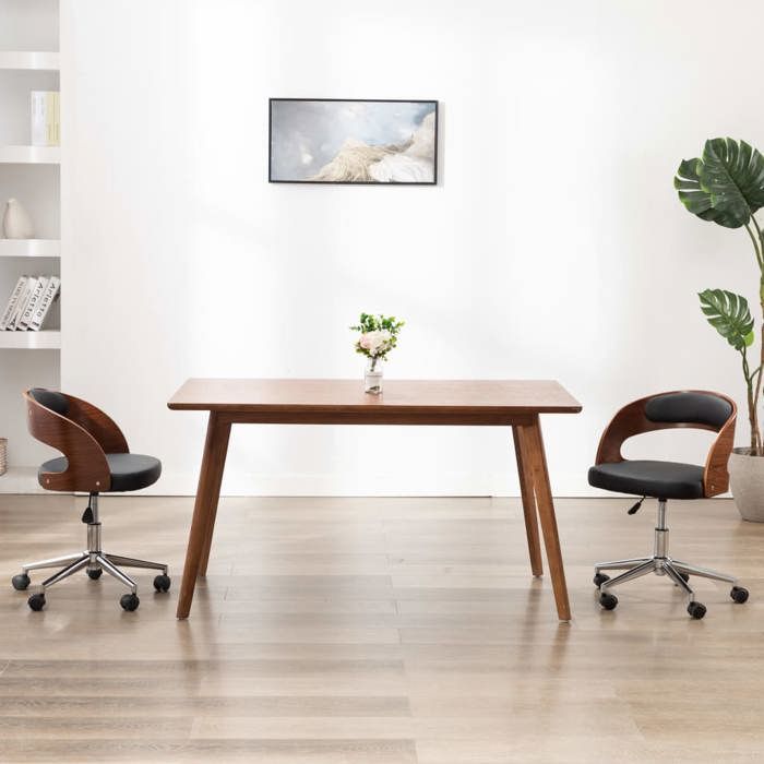 Maison Exclusive - Chaise pivotante de bureau Noir Bois courbé et similicuir