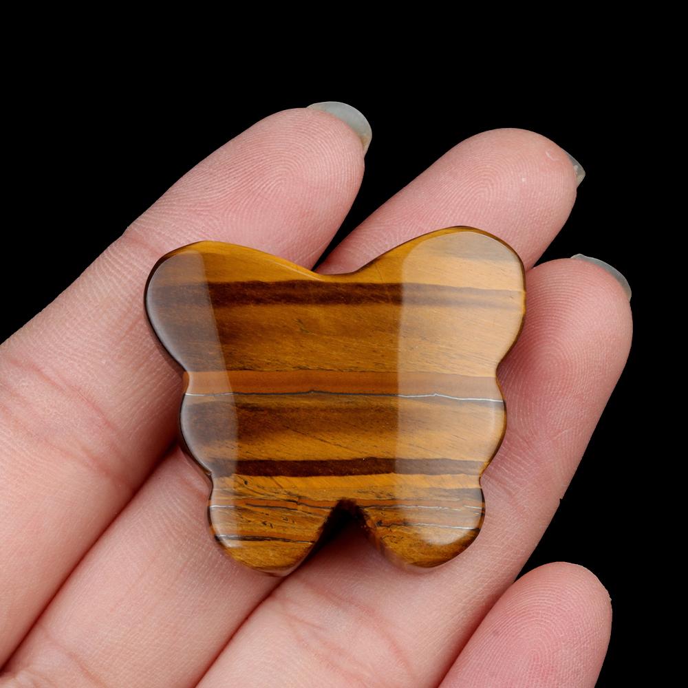 1Pc Reiki Healing Crystal Carved Butterfly Ornament Decoration,Natural Stone Gemstone Energy Generator for Home Decor Jewelry Gifts 32-35x26-30 Mm