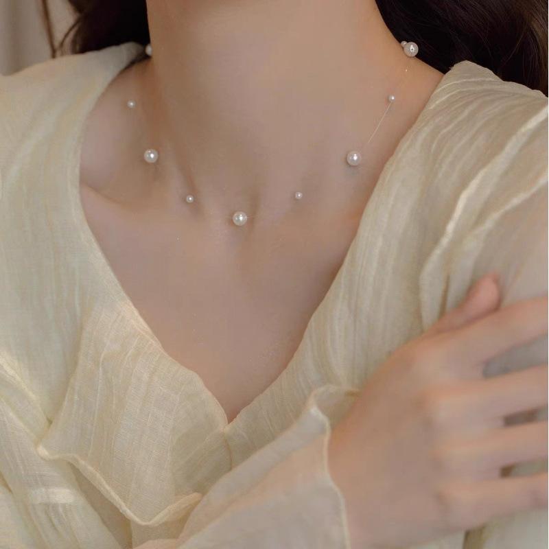 Жемчужное ожерелье женское нишевое легкое роскошное дизайнерское модное темпераментное цепочка на ключицу цепочка на шею цепочка на свитер цепочка из бисера
