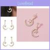 Trendy Gold Alloy Star Moon Earrings Sparkling Fashion Dangle Earrings For Women