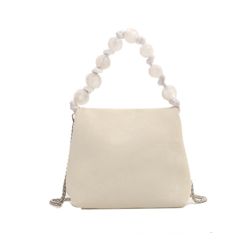 Новая плиссированная сумка-облако в китайском стиле для женщин, новая модная однотонная сумка через плечо на одно плечо, сумка-ведро с бисером в китайском стиле