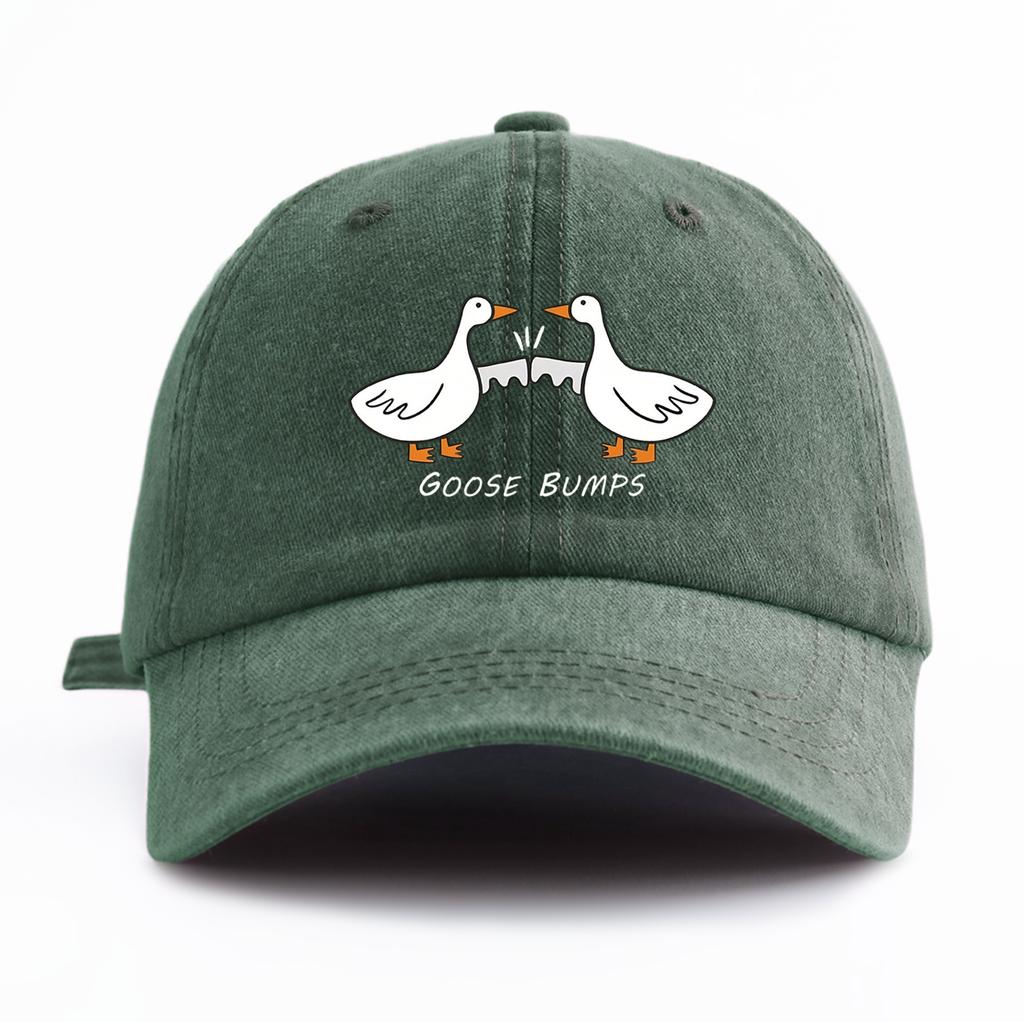 pc GOOSE BUMP Print Washed Baseball Cap for AdultsMinimalist Retro Style Casual Soft Adjustable Dad Hat Perfect As Gift