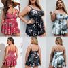 Plus Size Women Floral Tankini Tummy Control Swimwear Tank Top Retro Printed Swimsuit Two Piece Bathing Suit