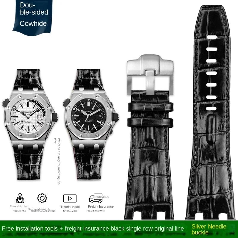 28mm Wristband For Audemars and Piguet Royal Oak Offshore Watch Strap AP 26470 26470 15703 15710 Men Cowhide Leather Watchband