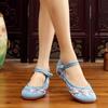 Embroidery Hanfu Shoes Women's Cheongsam Shoes Low Heel Single Shoes Retro Mercerized Satin Chinese Elements Flat Heel Shoes