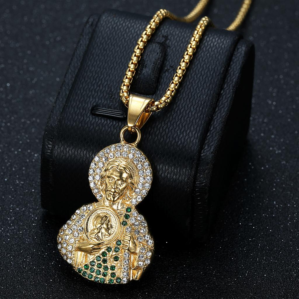 European and American Style St. Jude Stainless Steel Gold-plated Necklace Pendant Accessories 2026 Men's Fashion Personality Party Wear Accessories
