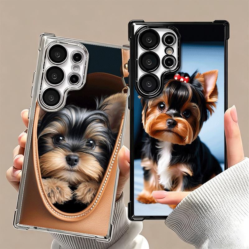 Yorkshire Terrier Dog Plating Phone Case For Samsung Galaxy S24 S25 FE S26 Edge S23 Ultra S22 S21 Plus S20 Anti-Fall Airabag Cov