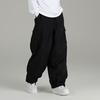 Men Pants with Multi Pockets Elastic Waist Ankle-banded Oversized Vintage Cargo Pants Solid Color Streetwear Slacks for Outdoor Hiking Camping