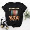 Cute Sewing Lover Oneck Printed Cotton Shirt I Love Knitting Casual Style Women Tee Pattern Gift Party Present Funny Mom Gifts