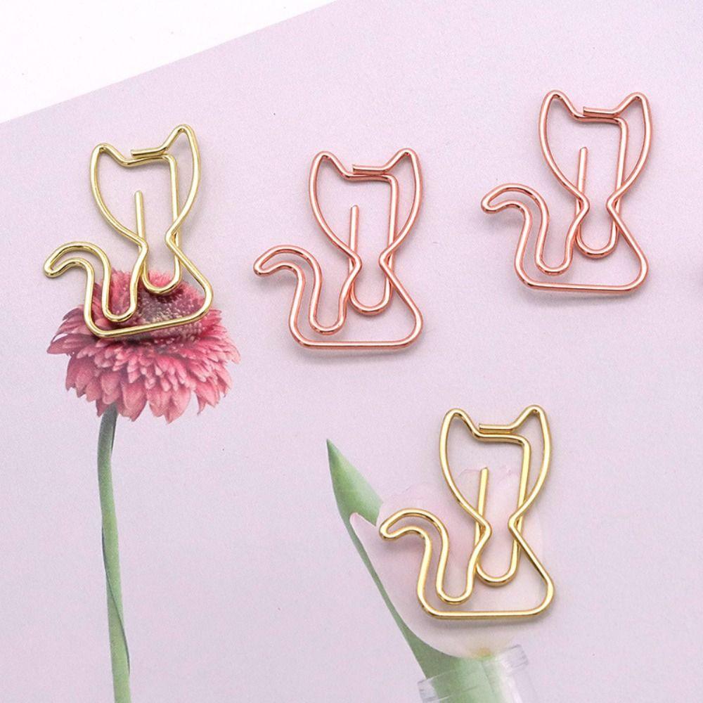10 шт. Металлические скрепки в форме кошки, Мультяшные, Декоративные скрепки для бумаги, Скрепки для бумаги