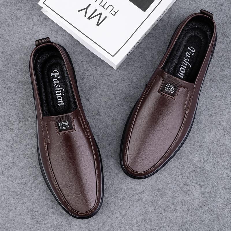 Мужские мокасины из натуральной кожи, мягкие нескользящие резиновые деловые туфли, повседневная мужская кожаная обувь ручной работы, универсальная обувь без застежек