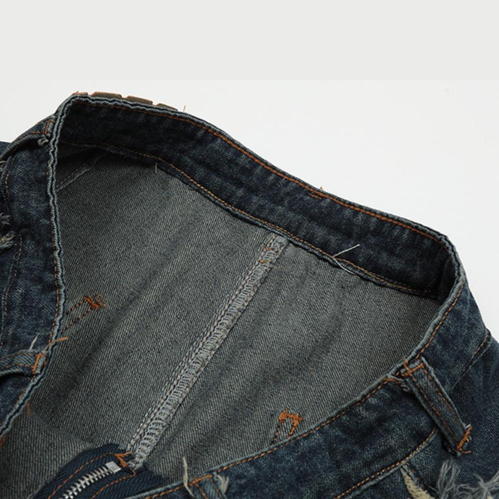 Vintage Tassel Star Denim Shorts Splicing Loose Jeans Shorts Men Hip Hop Streetwear Harajuku Y2K Shorts Summer