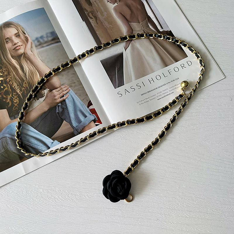 Жемчужная цепочка на талию для женщин Декоративные цветы Тонкий пояс-цепочка для женщин Юбка Повседневная Сладкий ветер