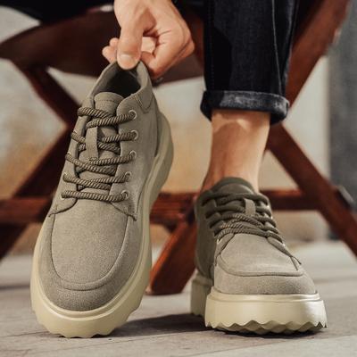 Кожаная корейская версия трендовых высоких кроссовок студенческая мода ретро-стиль туфли на платформе верхняя одежда повседневная жареная уличная спортивная мужская обувь