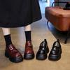 Лоферы на платформе, маленькие люди набирают 7 см в высоту, маленькие кожаные туфли, женская обувь, ретро-туфли на липучках