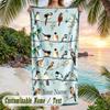 Birds Artistic Nest Theme Quick Dry Beach Towel Custom Name Text Print Large Sand Resistant Towel Beach Vacation
