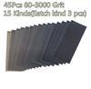 45PCS Mixed Wet Dry Sandpaper 80-3000 Grit