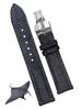 Vinacreations 18mm Black Stingray Leather Watch Strap with Galuchat Leather Replacement Watch Silver Wristband with Handmade for D-Buckle, Men's Band,