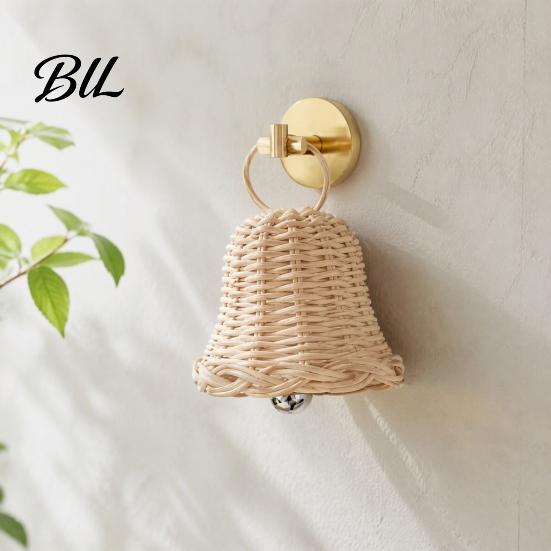 Sensory Perception Toys for Babies Christmas Bells, Rattan Wicker Bell Decoration, Handmade Pendant, Hand Weaving Craft Decorations Hanging