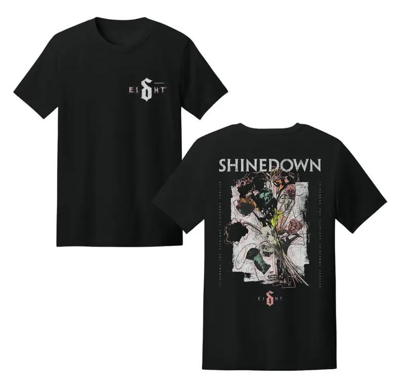 Винтажная футболка Shinedown Ei8ht New 2-сторонняя черная унисекс NZ322 Все размеры