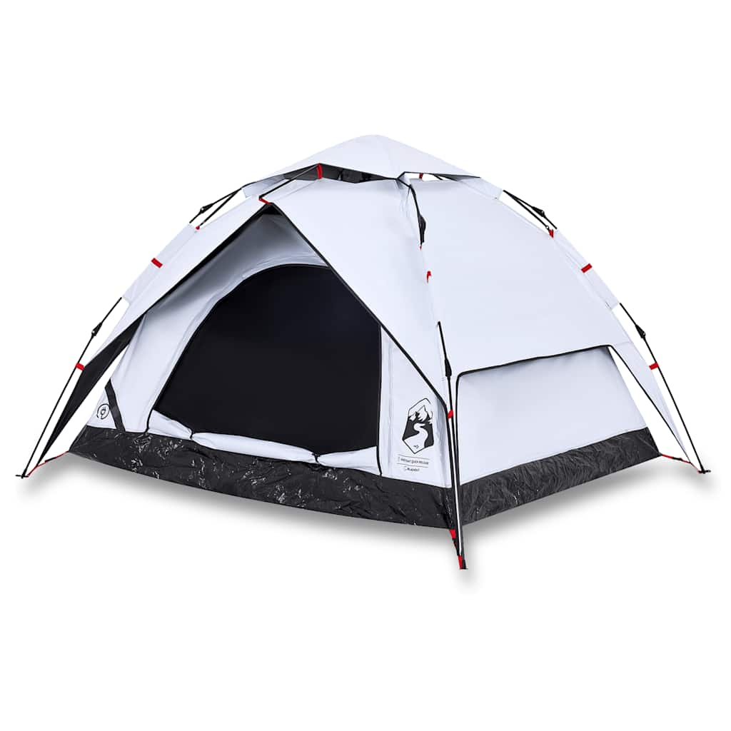 Dome Camping Tent for 3 Persons White Blackout Quick Release
