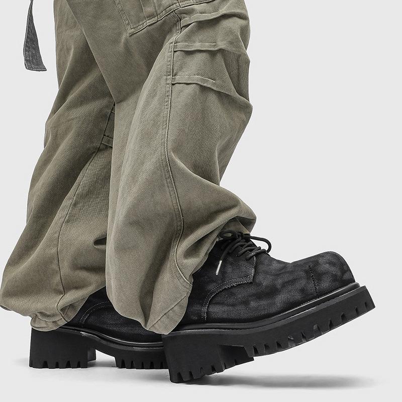 Новые мужские повседневные туфли из выбеленного денима, увеличивающие рост, кожаные туфли с большой головой, весенне-осенние однотонные туфли для взрослых