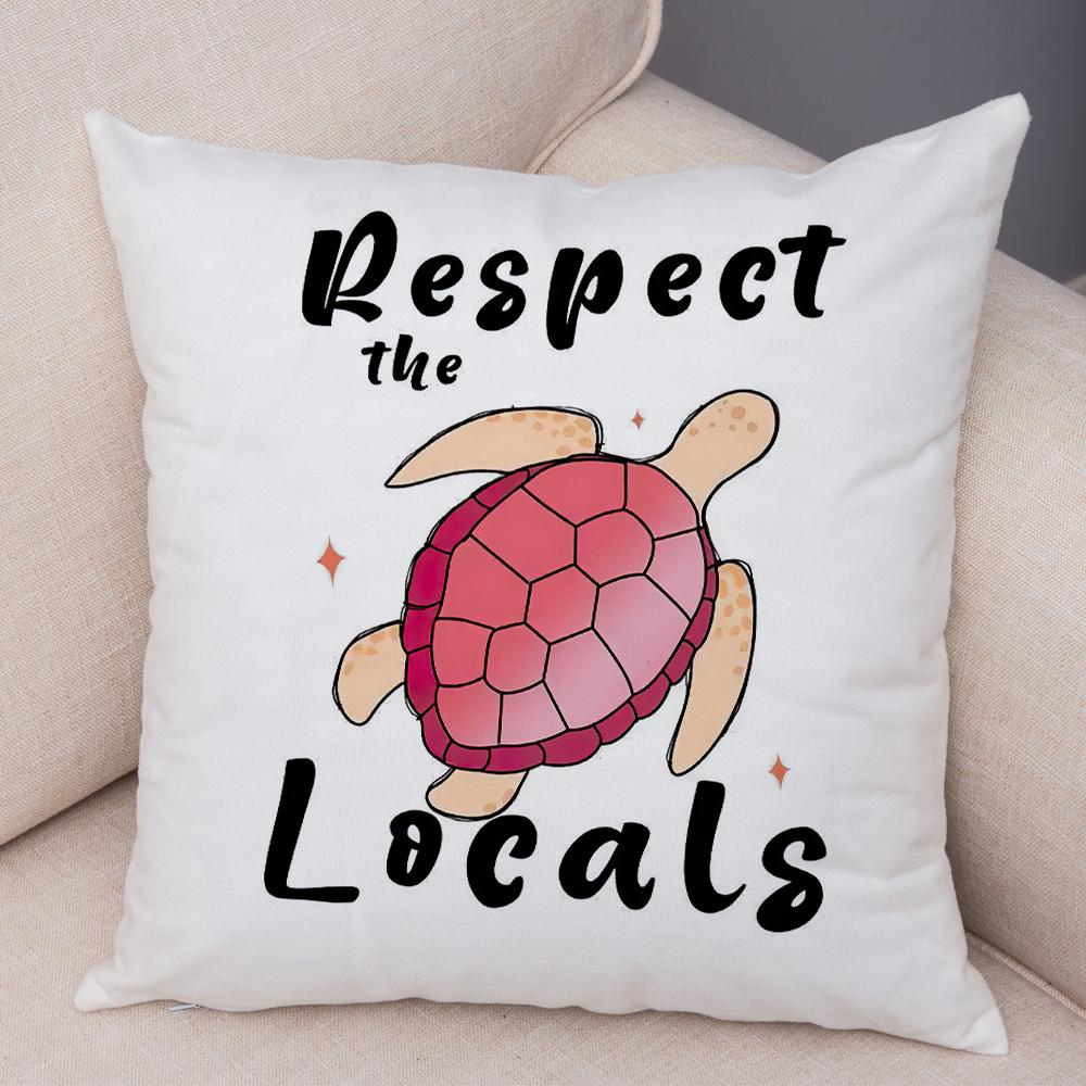 Beach Skeleton Besties Cushion Cover Double Print Cruise Time Sunset Pillowcase Soft Plush Respect Local Turtle Cushion Cover