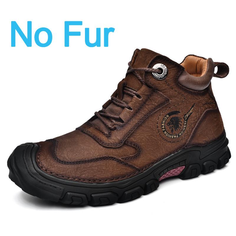 Мужская обувь из натуральной кожи, высококачественная походная обувь ручной работы, нескользящие кроссовки, зимние теплые мужские ботинки, модные винтажные ботинки