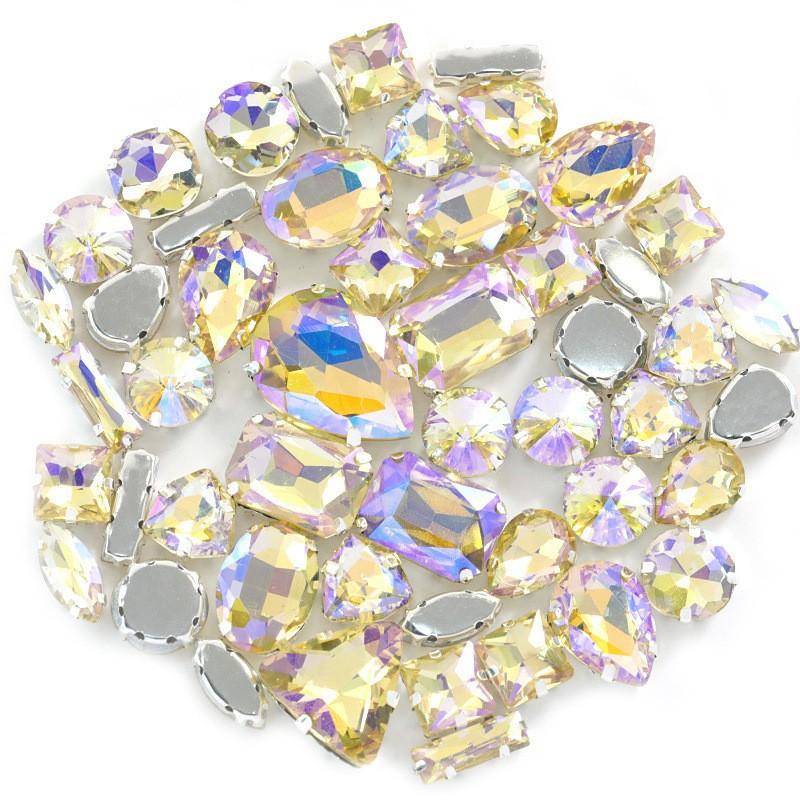 Поставка Стеклянная дрель-коготь, сшитая вручную, пряжка из алмазного кристалла, своими руками, свадебная одежда, аксессуары для волос, пряжка для обуви, аксессуары, смешанные 50 шт.