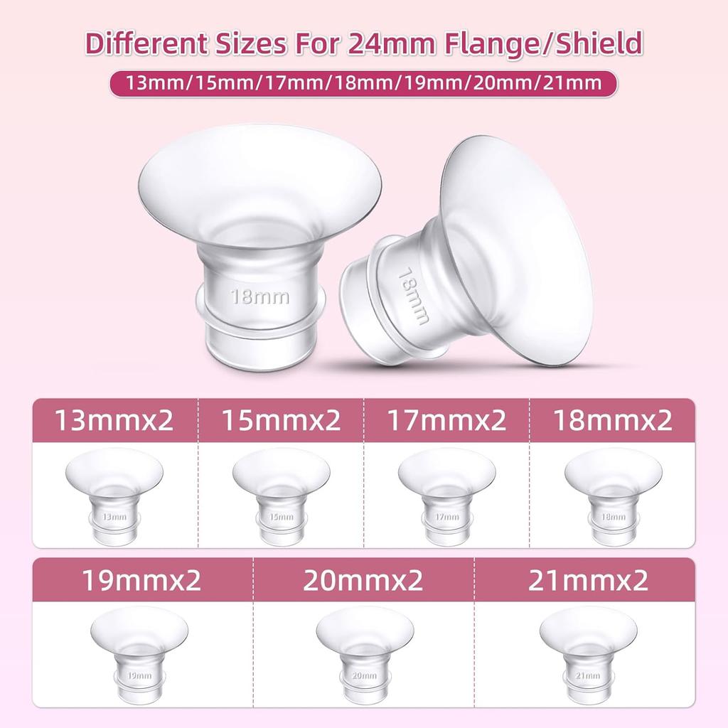 Flange Inserts 13/15/17/19/21mm 5pcs,Suitable for Medela,Spectra 24mm Shields/Flanges,Compatible with Momcozy S12 Pro/S9 Pro/S9/S12 Wearable Breast