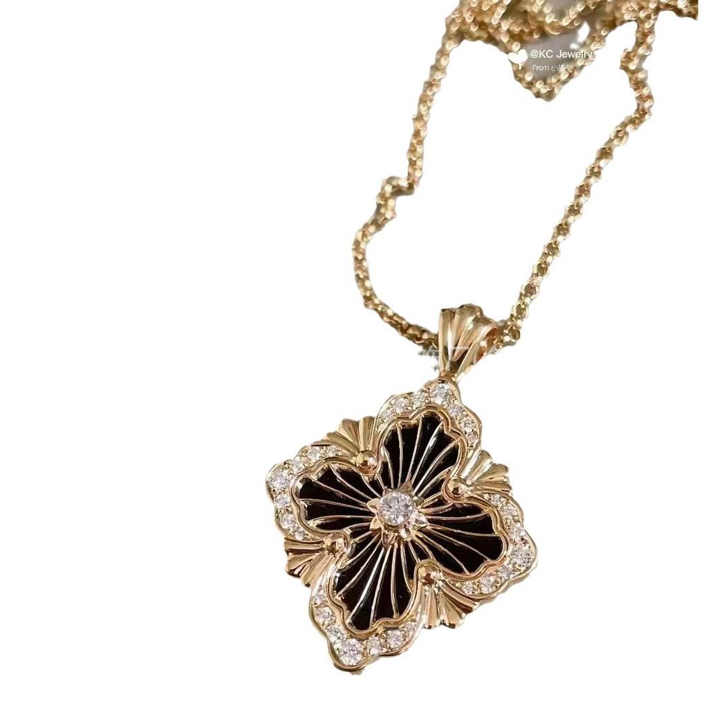 Ожерелье Light Luxury Craft Четырехлистный клевер Белый рябчик Агат Женский кулон