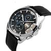 Men's Quartz Analog Sports Chronograph Waterproof Watch with Black Leather Strap, Skmei 9106 Blue