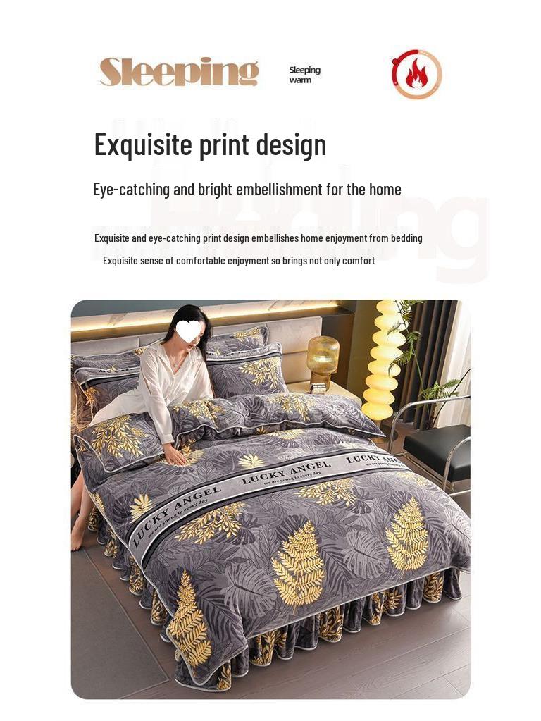 G5Z9 Jin Double-Sided Thickened Velvet Four-Piece Bedding Set for Weddings