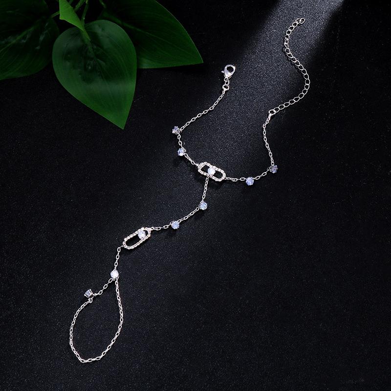 Hollow Geometric Hand Back Chain Stylish Adjustable Ring Bracelets For Women Girls Boho Simple Bracelet Wedding Jewelry Gifts