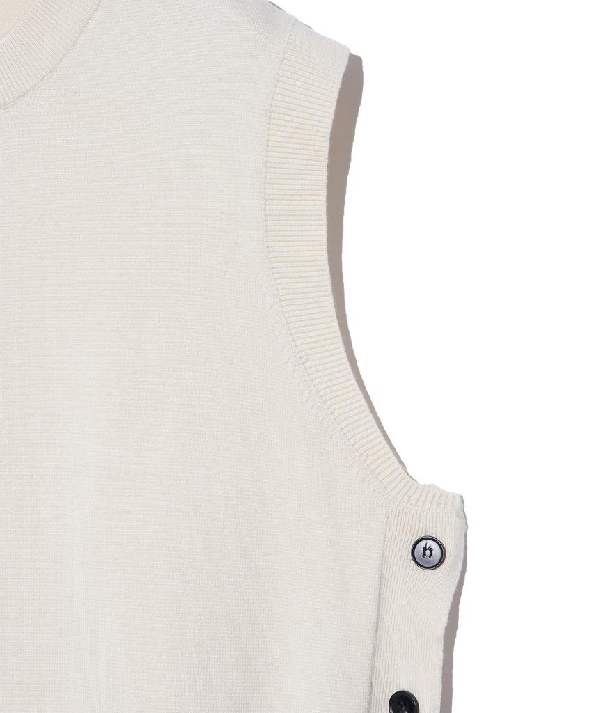 IRONYPORNO WHITELINE 86-Iroj364 Side Button Slit Knit Vest Beige