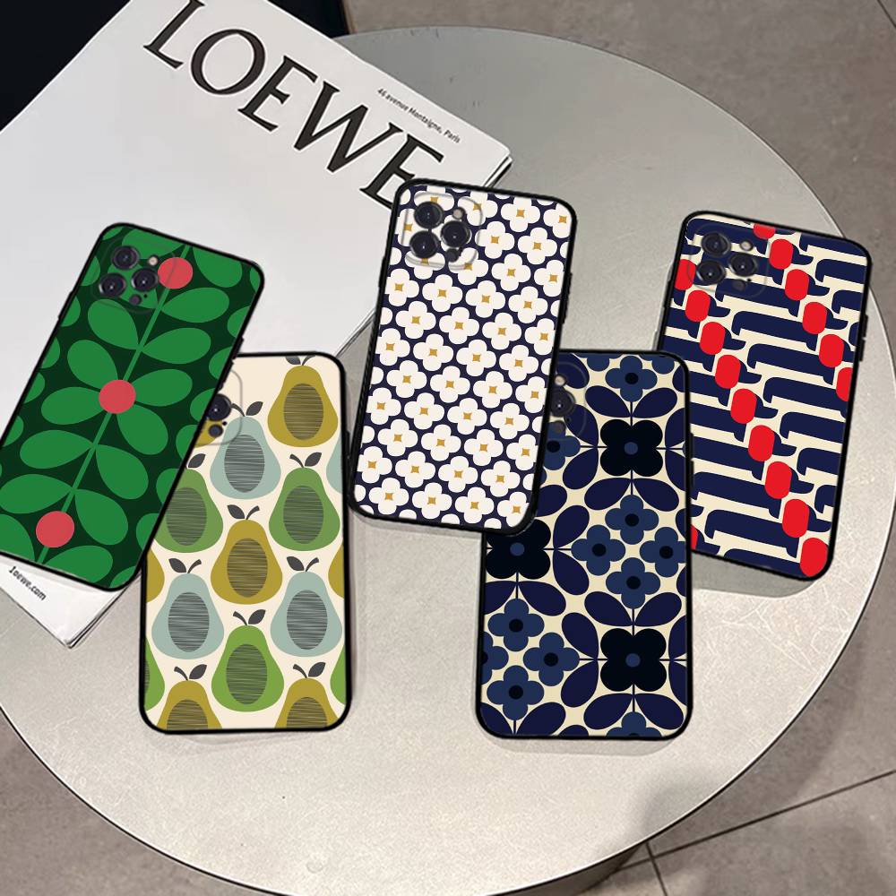 Чехол Orla Kiely с принтом "Многоцветные стебли" для iPhone 17 16 15 14 13 12 11 Pro Max Plus Mini, мягкий черный